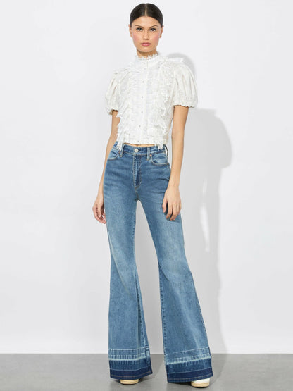 Geraldine Lace Top In Off White - Alice + Olivia Women