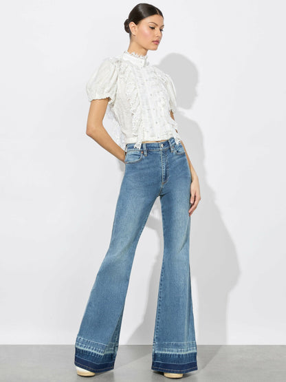 Geraldine Lace Top In Off White - Alice + Olivia Women