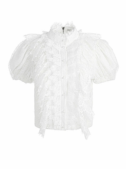 Geraldine Lace Top In Off White - Alice + Olivia Women