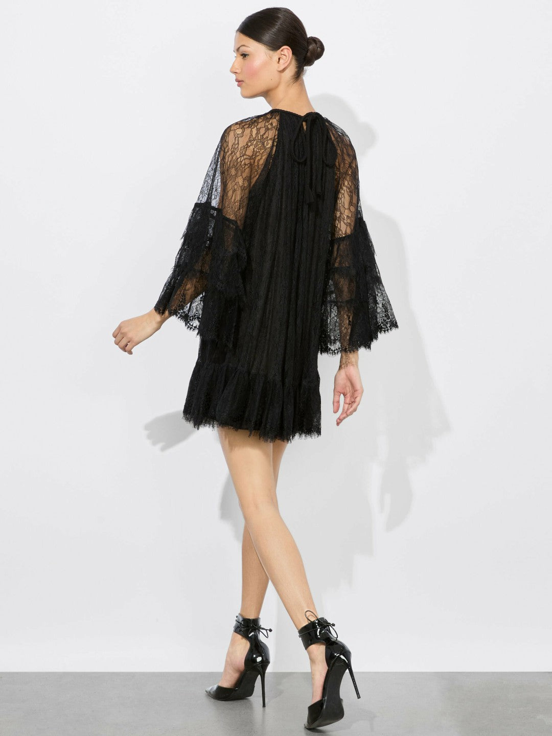 Delia Ruffled Tunic Dress In Black - Alice + Olivia Women