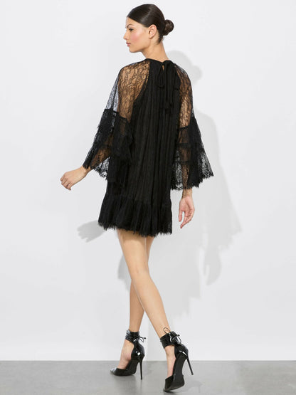 Delia Ruffled Tunic Dress In Black - Alice + Olivia Women