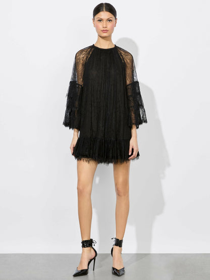Delia Ruffled Tunic Dress In Black - Alice + Olivia Women