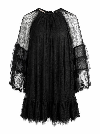 Delia Ruffled Tunic Dress In Black - Alice + Olivia Women