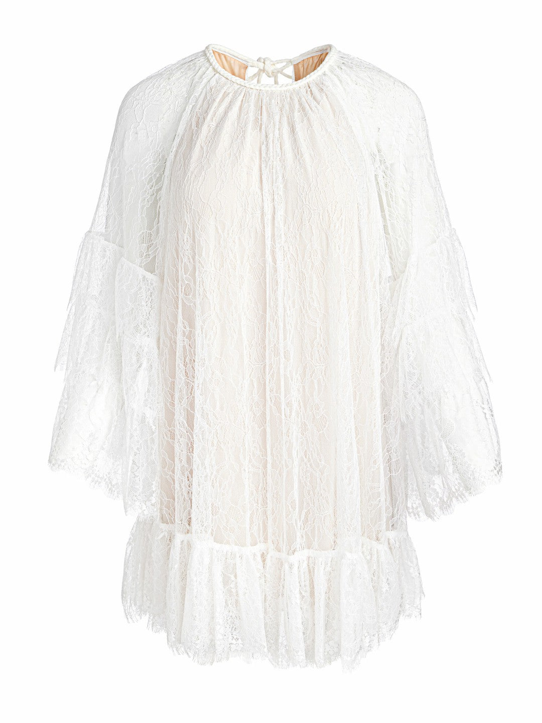 Delia Ruffled Tunic Dress In Off White - Alice + Olivia Women
