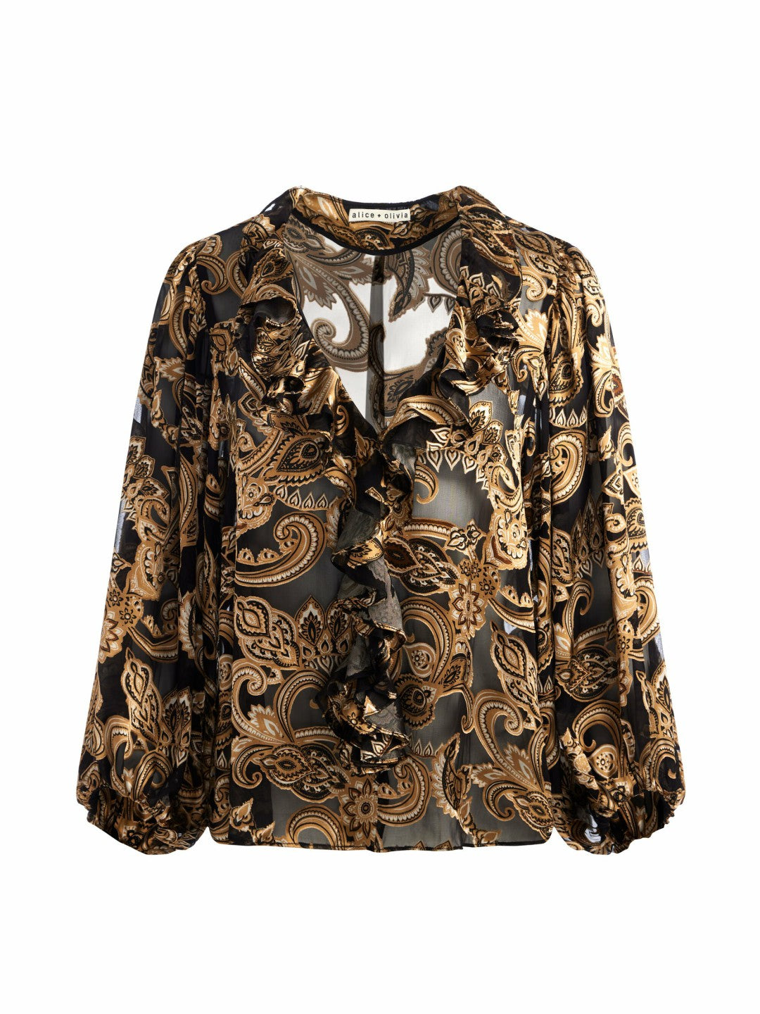 Betsie Ruffled Blouse In Spring Paisley Black - Alice + Olivia Women