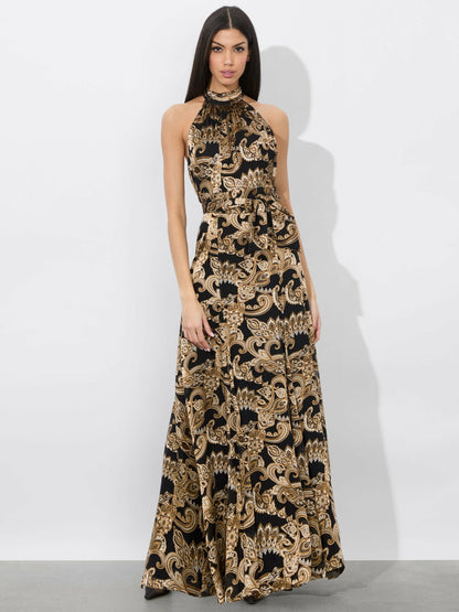 Dita Maxi Dress In Spring Paisley Black - Alice + Olivia Women