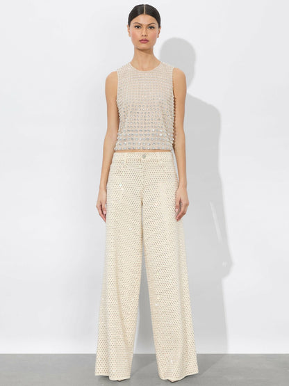Amal Embellished Tank In Champagne/crystal - Alice + Olivia Women