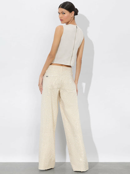 Amal Embellished Tank In Champagne/crystal - Alice + Olivia Women