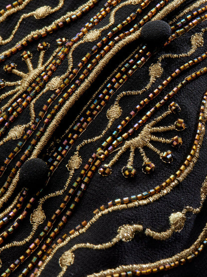Marva Embellished Mini Kaftan In Black/pale Gold - Alice + Olivia Women