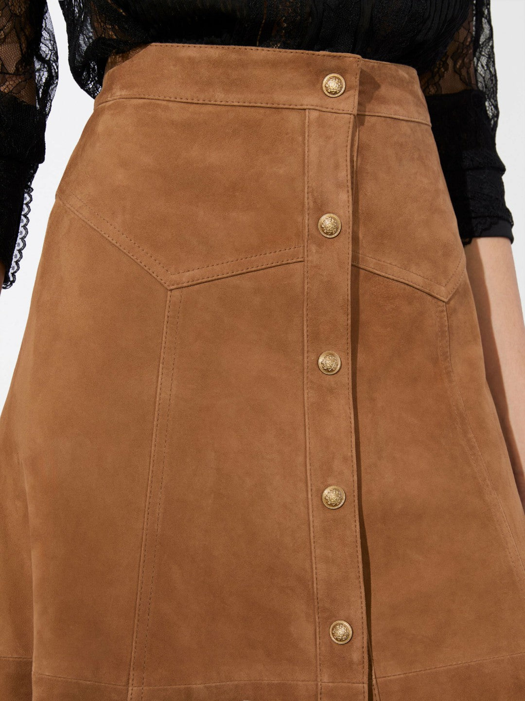 Calica Suede Midi Skirt In Camel - Alice + Olivia Women
