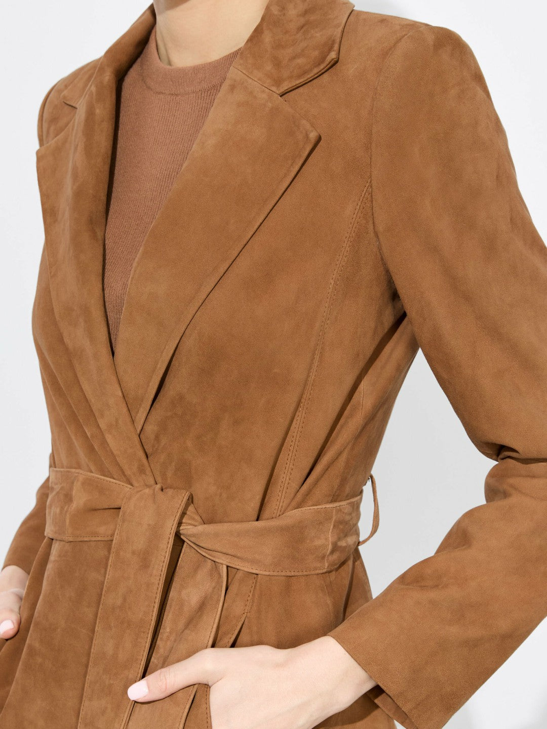Karley Suede Coat In Camel - Alice + Olivia Women