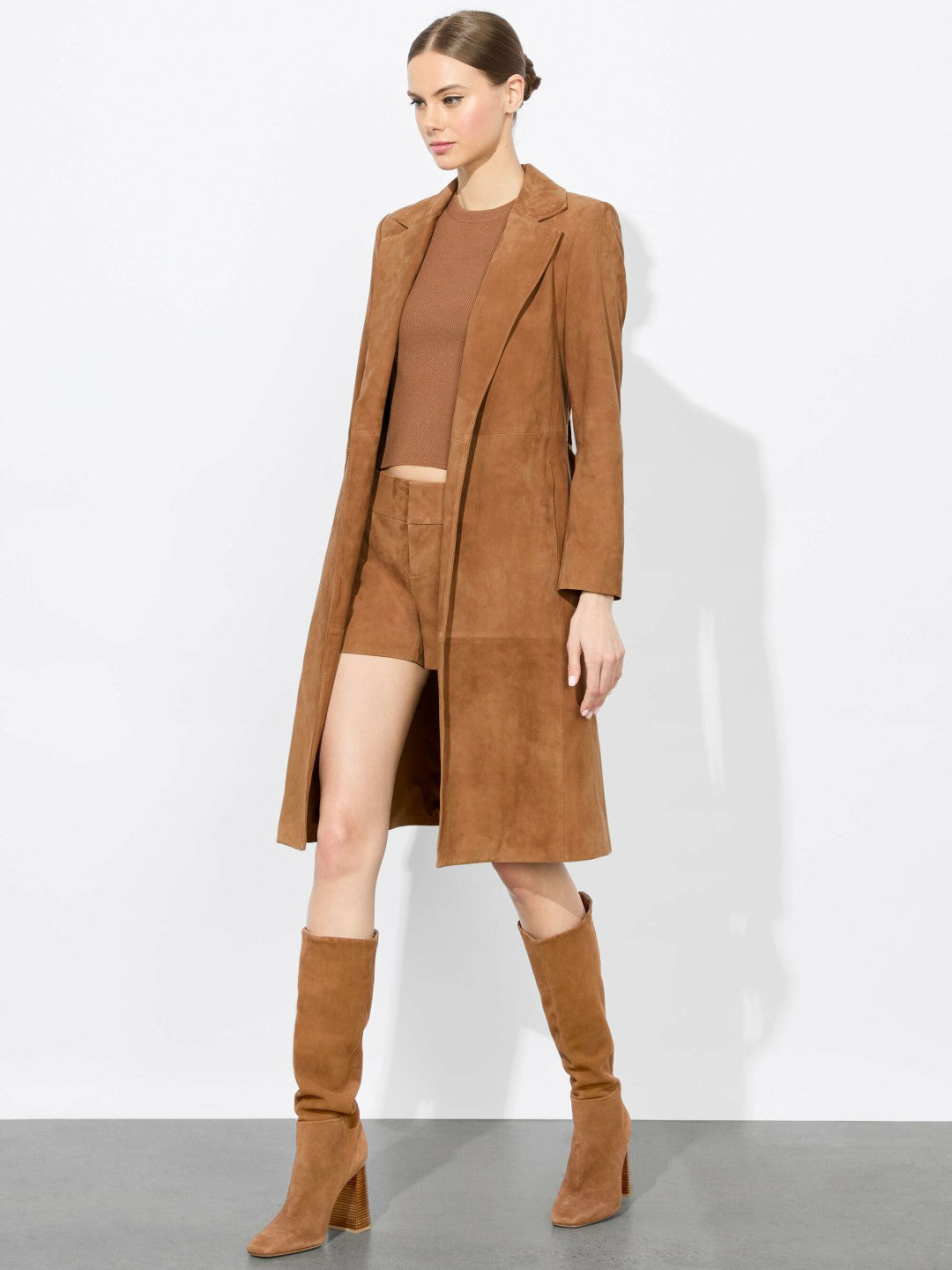 Karley Suede Coat In Camel - Alice + Olivia Women