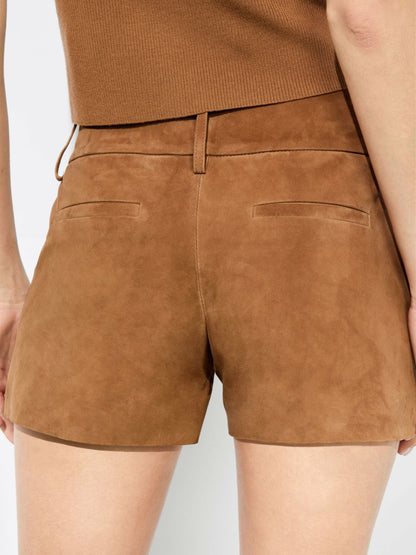 Cady Suede Short In Camel - Alice + Olivia Women