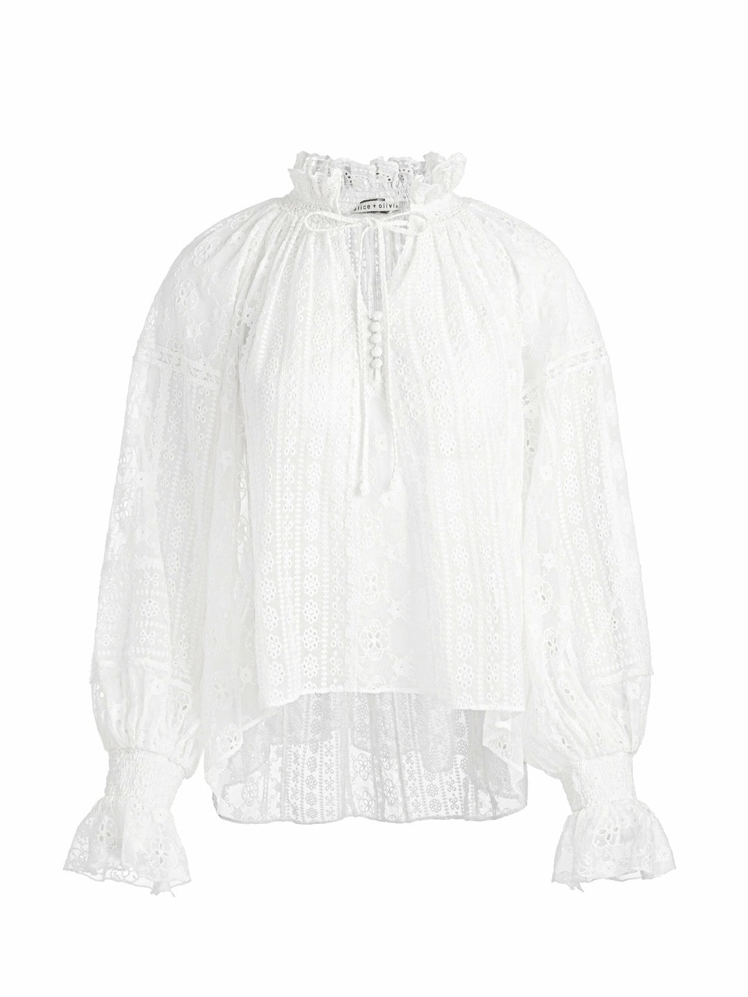 Norah Eyelet Blouse In Off White - Alice + Olivia Women