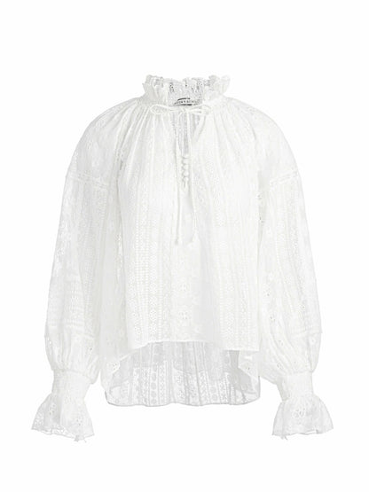 Norah Eyelet Blouse In Off White - Alice + Olivia Women