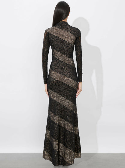 Delora Lace Paneled Dress In Black - Alice + Olivia Women