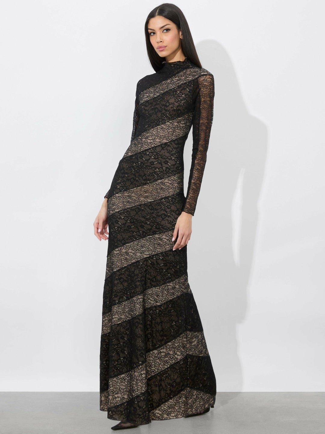 Delora Lace Paneled Dress In Black - Alice + Olivia Women
