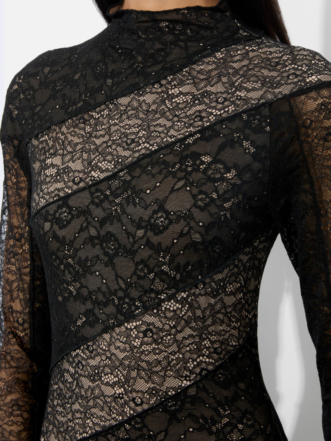 Delora Lace Paneled Dress In Black - Alice + Olivia Women