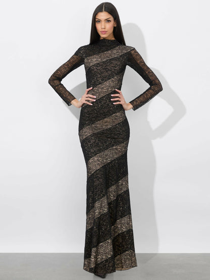 Delora Lace Paneled Dress In Black - Alice + Olivia Women