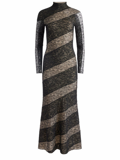 Delora Lace Paneled Dress In Black - Alice + Olivia Women