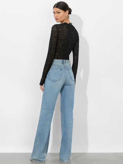 Taeyn Lace Bodysuit In Black - Alice + Olivia Women