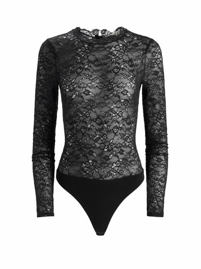 Taeyn Lace Bodysuit In Black - Alice + Olivia Women