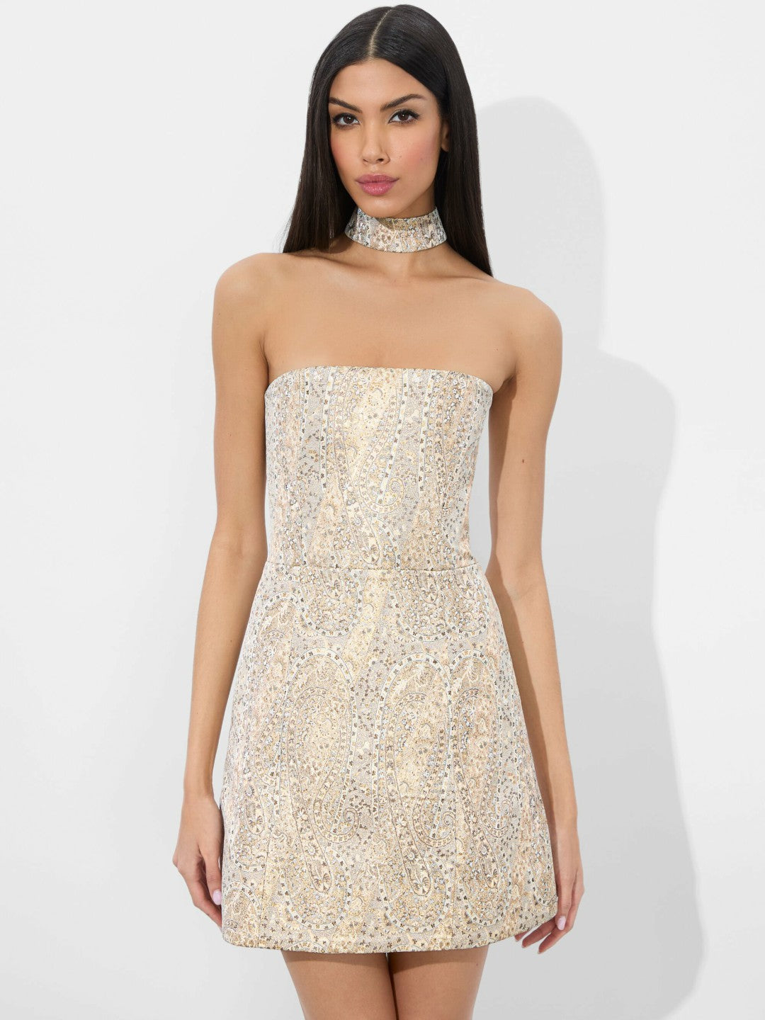 Paige Mini Dress In Champagne - Alice + Olivia Women