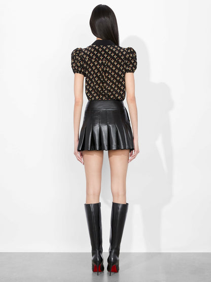Willa Puff Sleeve Satin Blouse In Queen Bee - Alice + Olivia Women