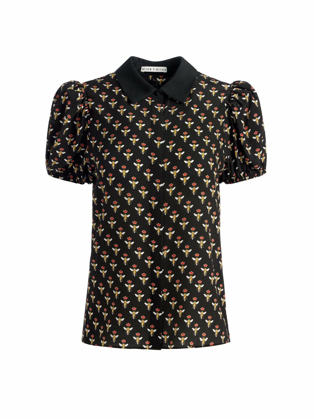 Willa Puff Sleeve Satin Blouse In Queen Bee - Alice + Olivia Women