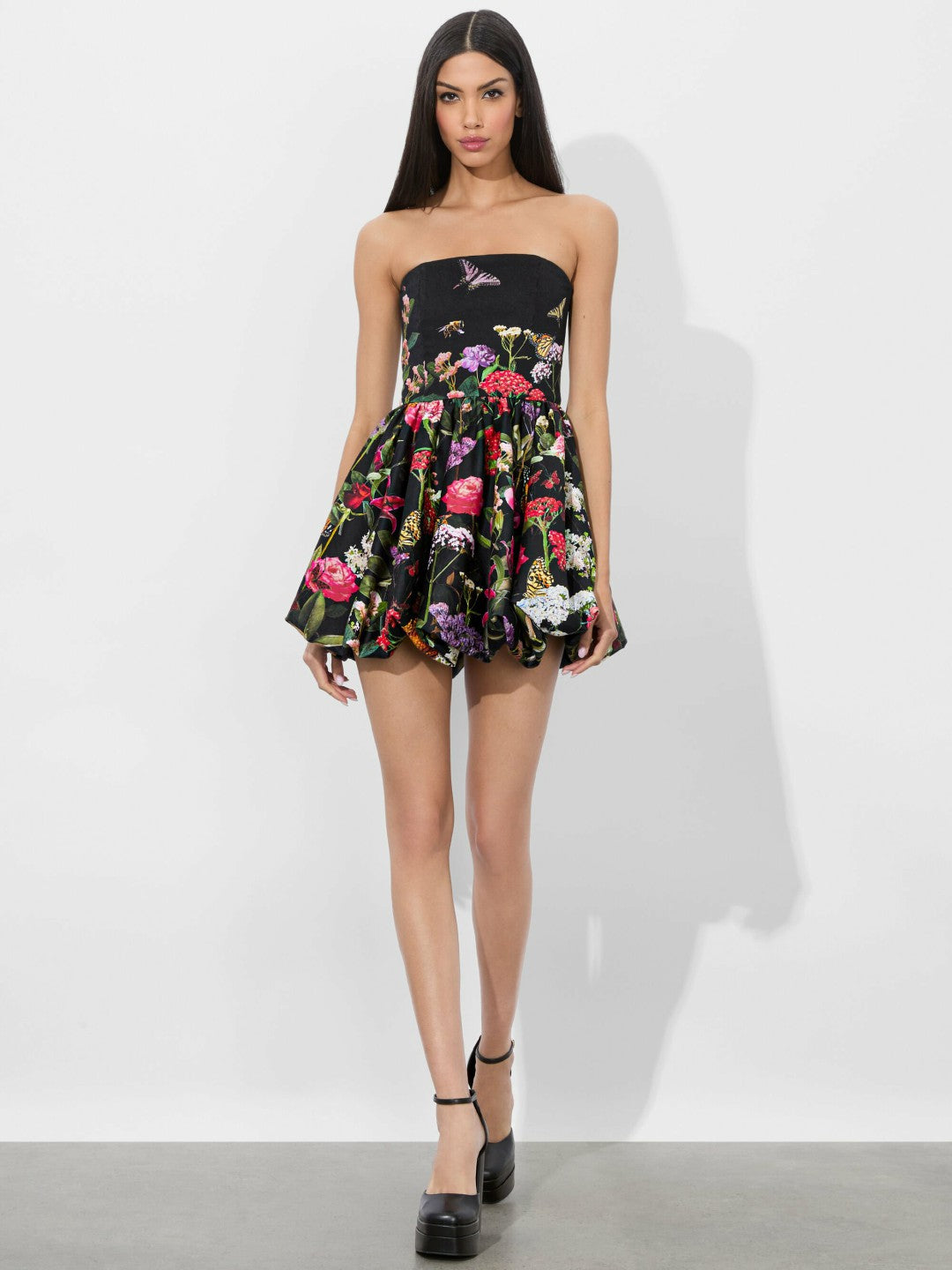 Asha Bubble Hem Dress In Secret Garden - Alice + Olivia Women