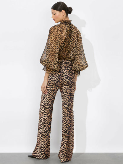 Norah Leopard Silk Blouse In Catwalk - Alice + Olivia Women