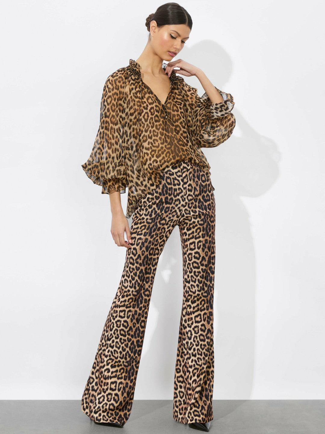 Norah Leopard Silk Blouse In Catwalk - Alice + Olivia Women
