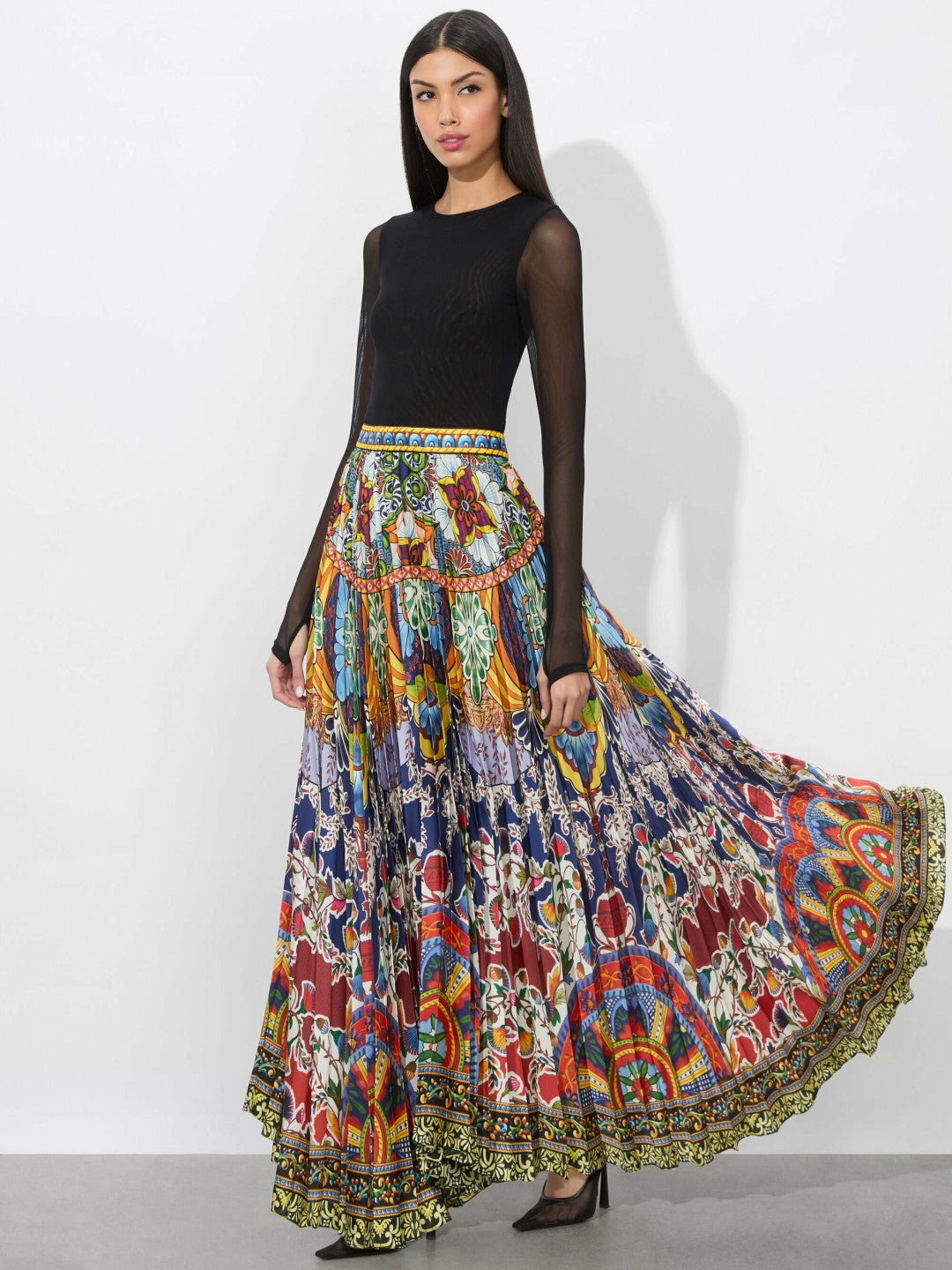 Katz Pleated Maxi Skirt In On The Road - Alice + Olivia Women