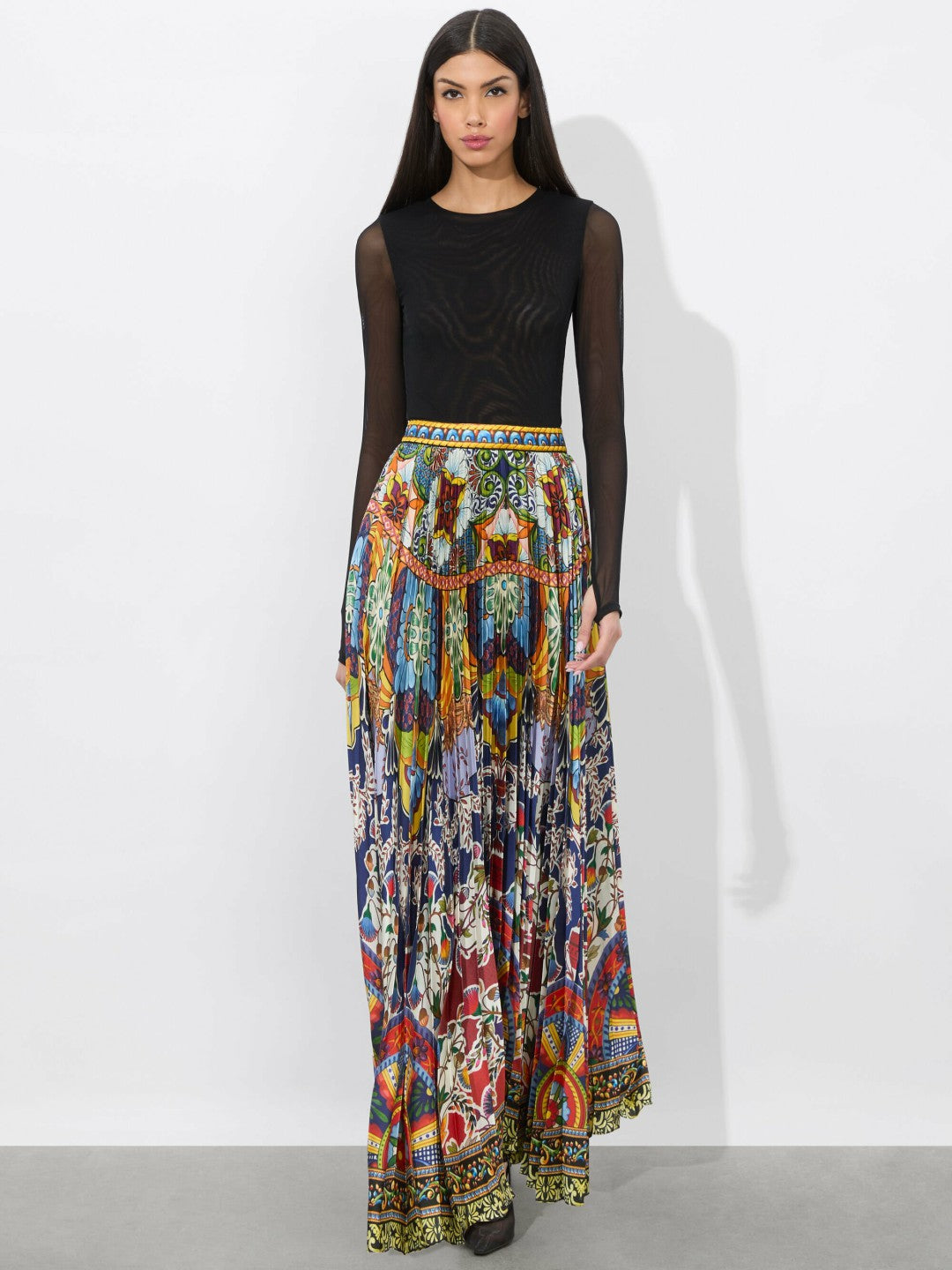Katz Pleated Maxi Skirt In On The Road - Alice + Olivia Women