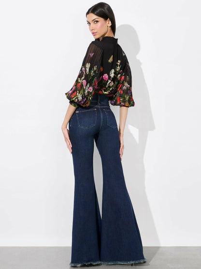 Ilan Button Front Blouse In Secret Garden - Alice + Olivia Women