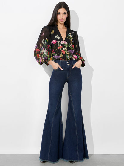 Ilan Button Front Blouse In Secret Garden - Alice + Olivia Women