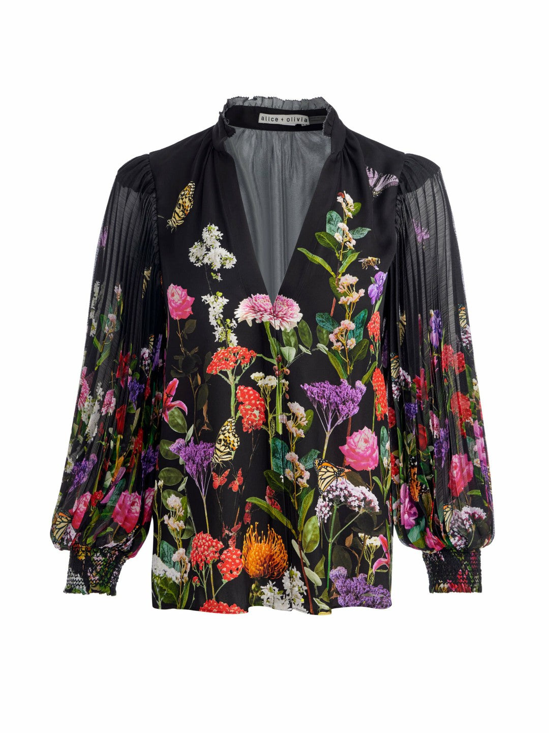 Ilan Button Front Blouse In Secret Garden - Alice + Olivia Women