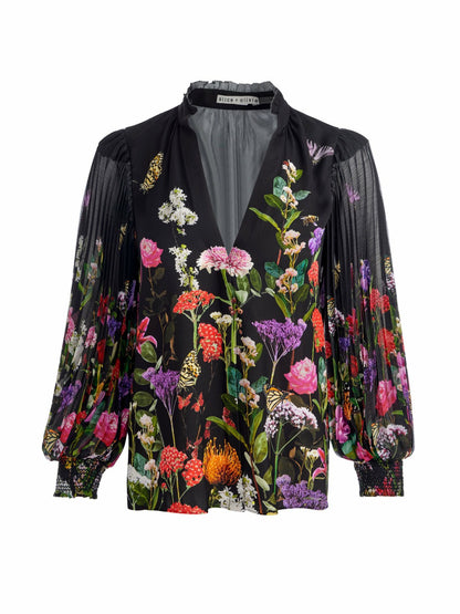 Ilan Button Front Blouse In Secret Garden - Alice + Olivia Women
