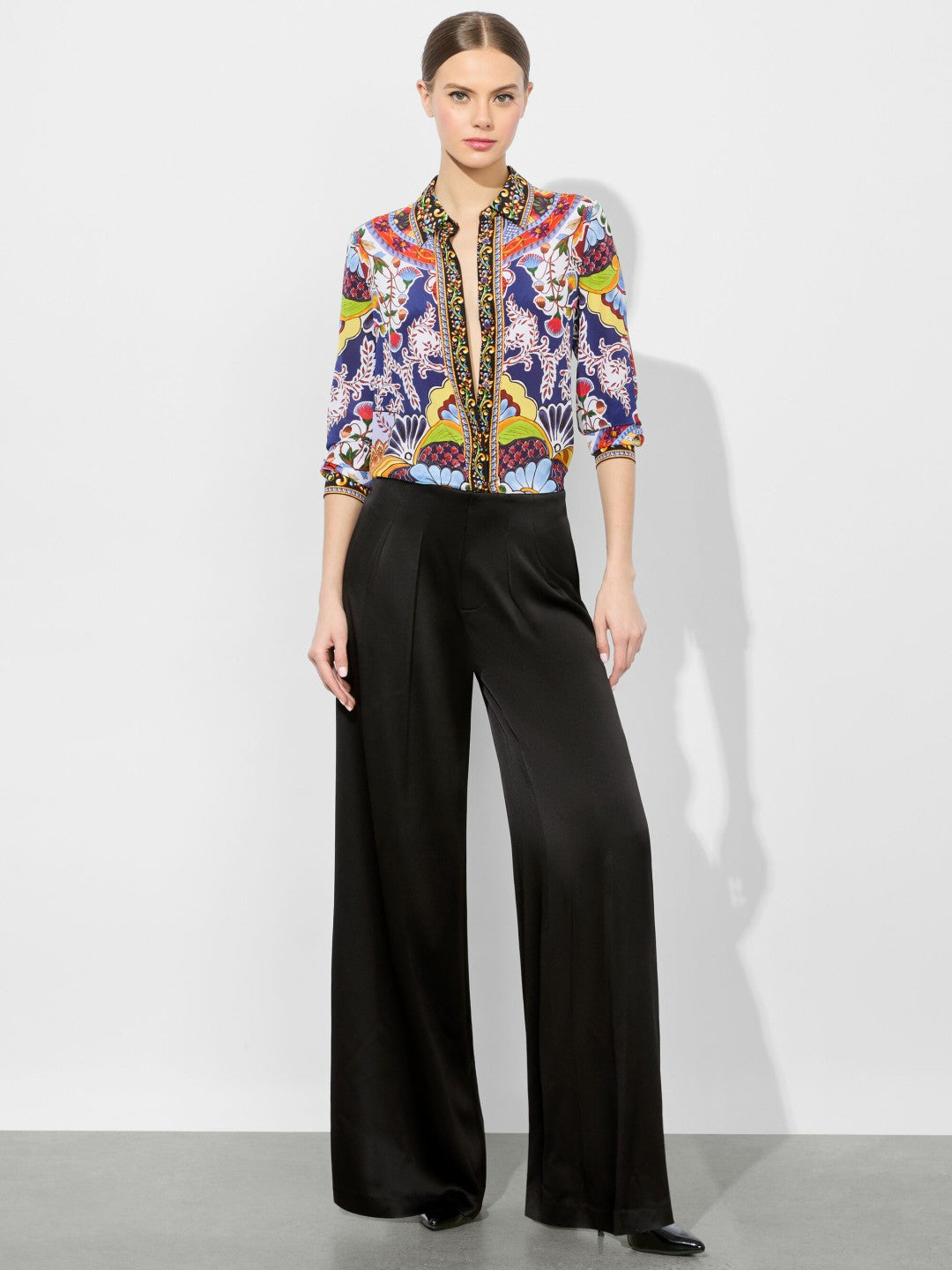 Willa Silk Blouse In On The Road - Alice + Olivia Women