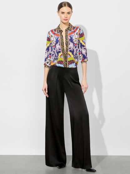Willa Silk Blouse In On The Road - Alice + Olivia Women