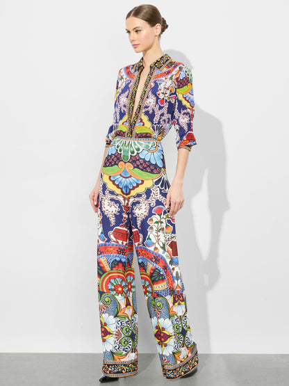Willa Silk Blouse In On The Road - Alice + Olivia Women