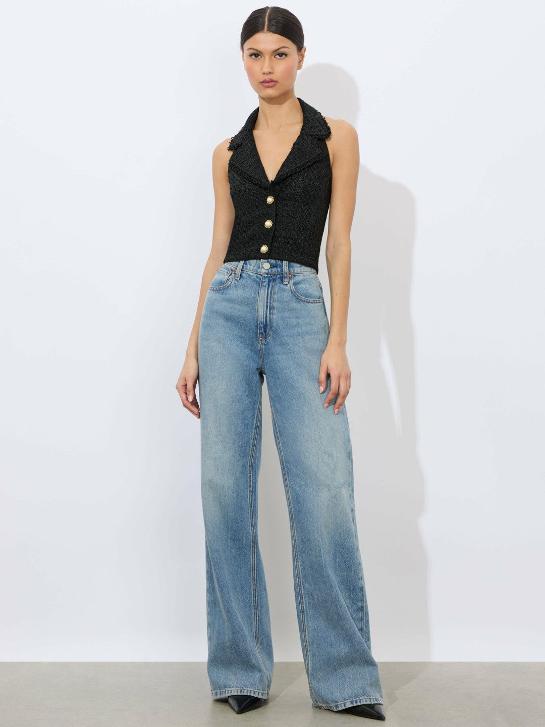 Meri Halter Vest In Black - Alice + Olivia Women
