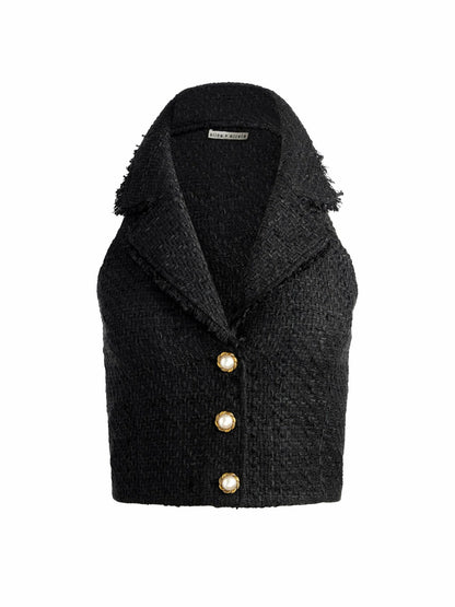 Meri Halter Vest In Black - Alice + Olivia Women