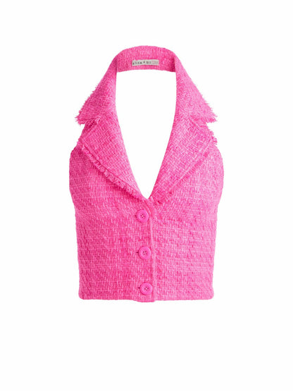 Meri Halter Vest In Wild Pink - Alice + Olivia Women