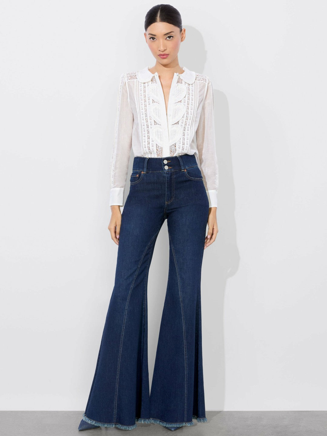 Kurt Mixed Media Blouse In Off White - Alice + Olivia Women