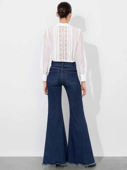 Kurt Mixed Media Blouse In Off White - Alice + Olivia Women