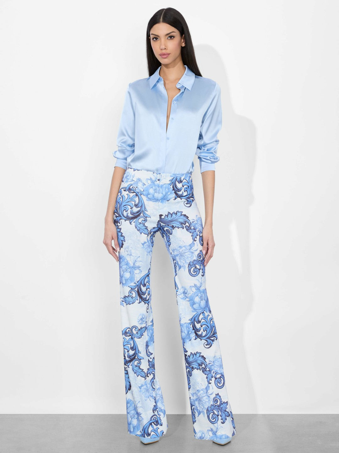 Willa Silk Blouse In Mineral Blue - Alice + Olivia Women
