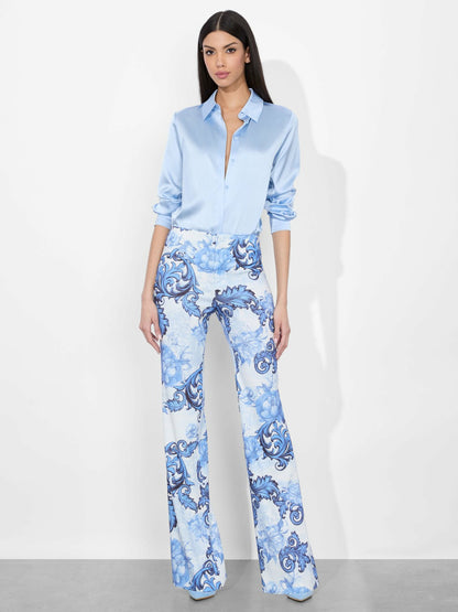 Willa Silk Blouse In Mineral Blue - Alice + Olivia Women