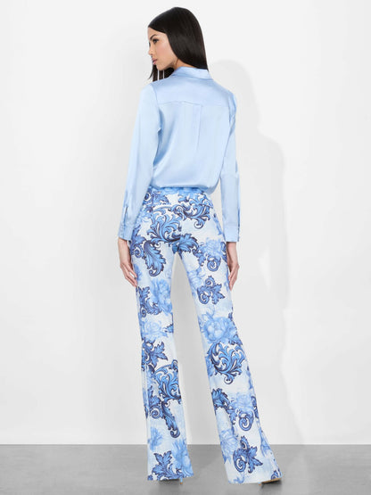 Willa Silk Blouse In Mineral Blue - Alice + Olivia Women