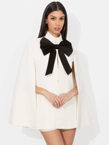 Philippa Bow Cape In Off White/black - Alice + Olivia Women